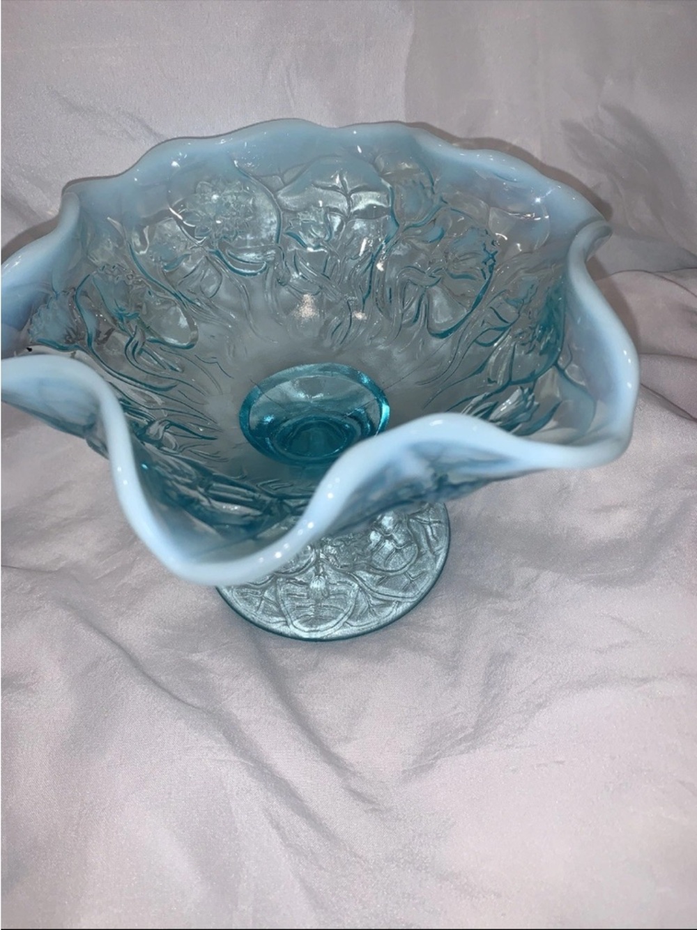 Blue White Ruffled Compote Candy Dish - Picture 3 of 3